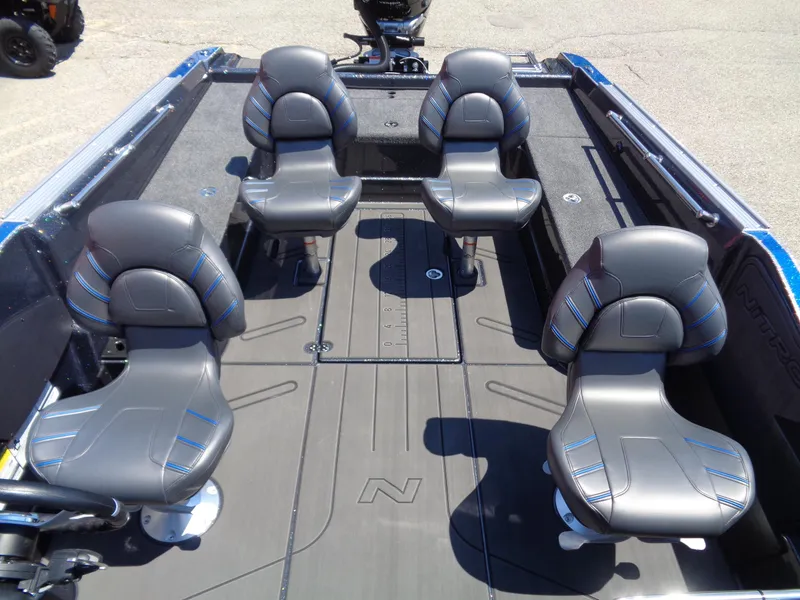 Slide: The Image of 2024 Nitro ZV21 boat interior with four cushioned seats. - 7