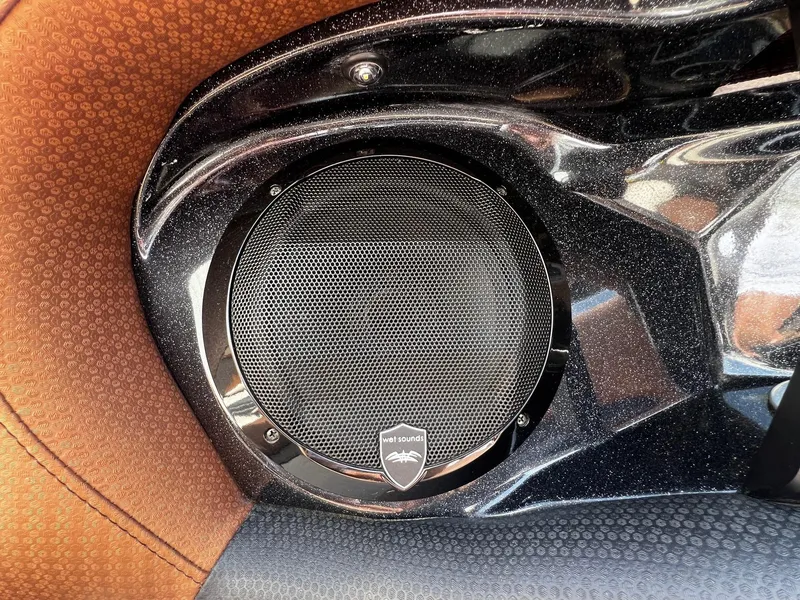 Slide: The Image of Close-up of a speaker in a 2021 Centurion Ri245 boat. - 14