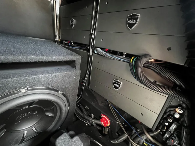 Slide: The Image of Centurion Ri245 2021 boat audio system with Wet Sounds amplifiers and subwoofer. - 21