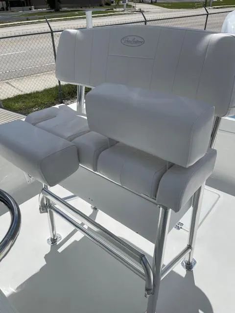 Slide: The Image of 2025 Pair Customs 21MV boat seat with white upholstery and chrome frame. - 20