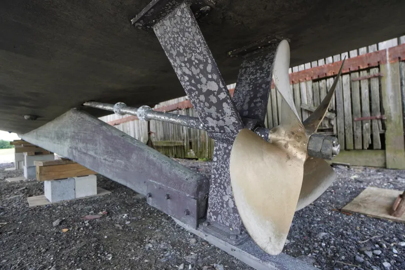 Slide: The Image of Propeller and shaft of 1989 Markley 35 Ft. Deadrise boat on dry dock. - 76