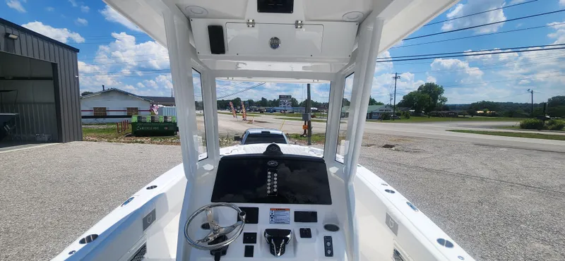 Slide: The Image of 2025 Sea Fox 268 Commander boat dashboard and controls. - 7