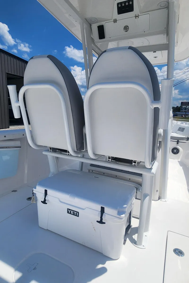 Slide: The Image of 2025 Sea Fox 268 Commander boat with dual seats and Yeti cooler. - 9