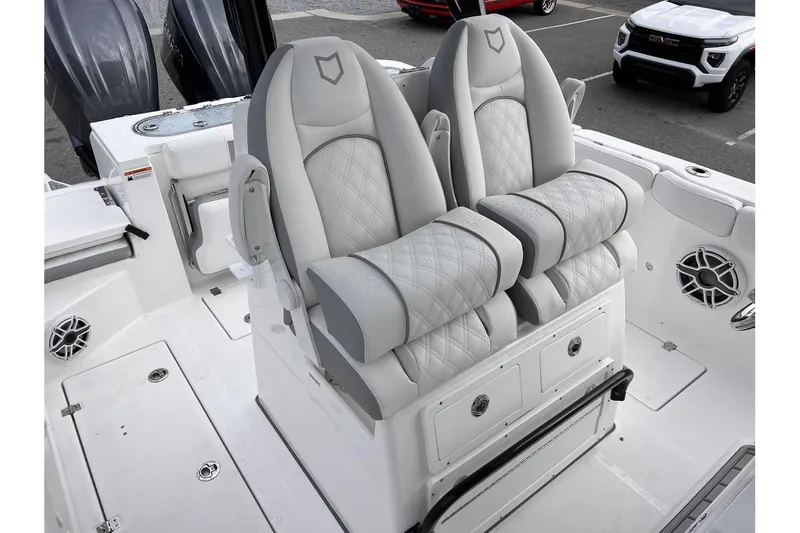 Slide: The Image of Luxurious seating on the 2025 Sea Fox 288 Commander boat. - 13
