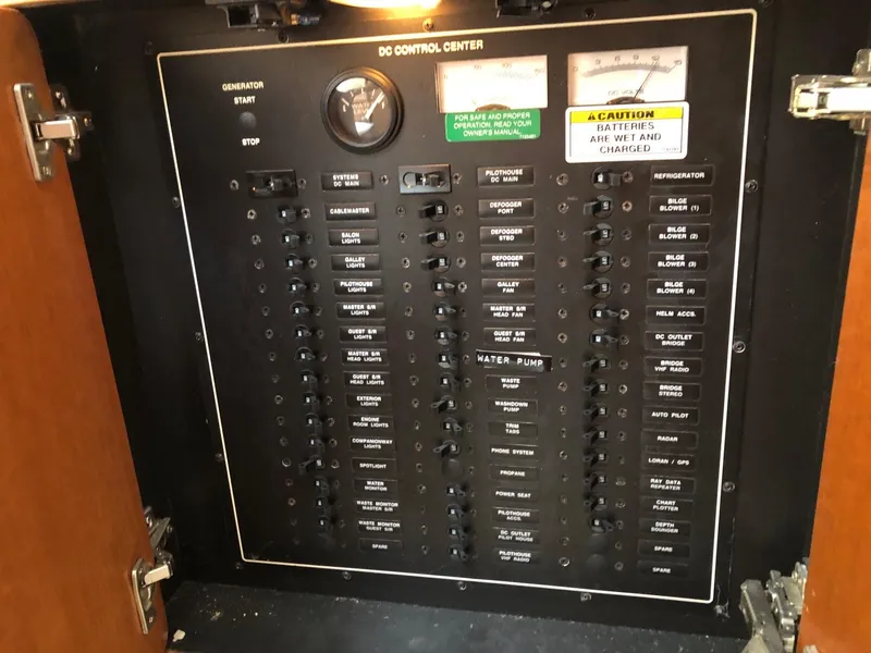 Slide: The Image of Electrical control panel of a 1998 Carver 530 Voyager Pilothouse yacht. - 5