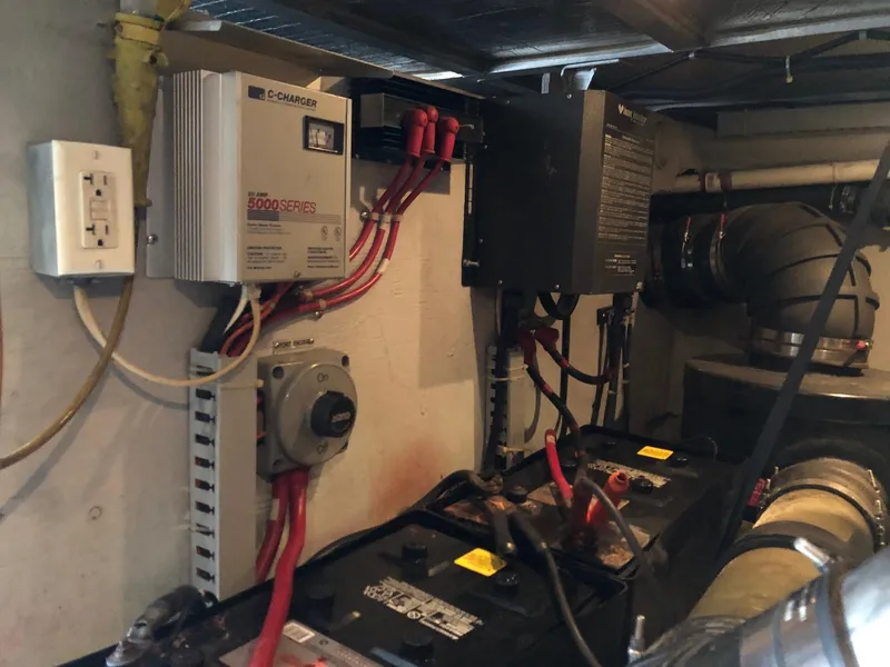 Slide: The Image of Battery and electrical system in a 1998 Carver 530 Voyager Pilothouse yacht. - 28