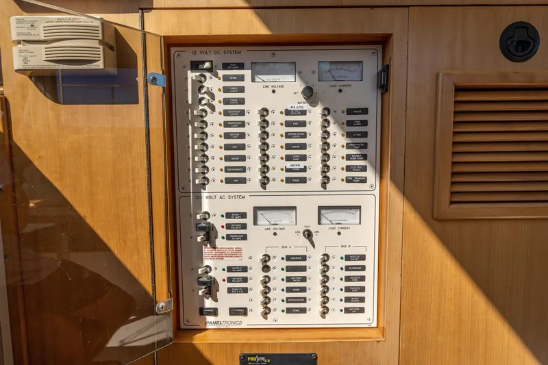 Slide: The Image of Electrical control panel on a 2002 PDQ Power Catamaran MV/34 Passagemaker. - 25