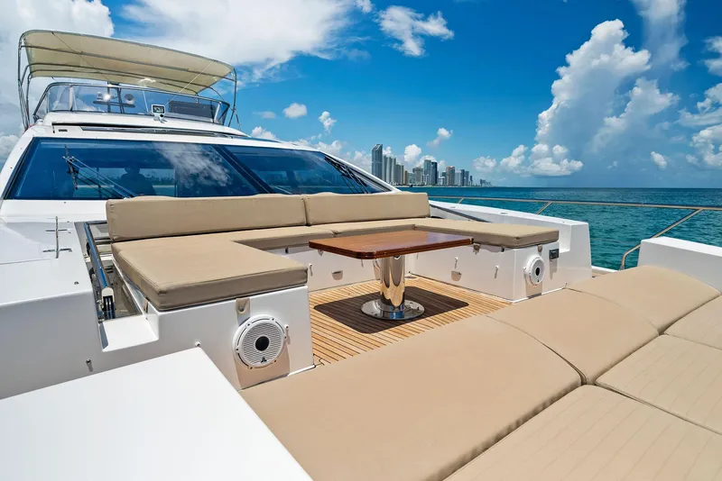 Slide: The Image of Luxurious 2019 Azimut 77S yacht with spacious deck and ocean view. - 14