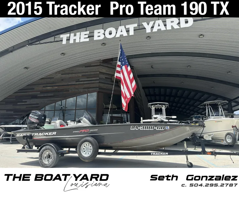 The Image of 2015 Tracker Pro Team 190 TX boat at The Boat Yard, Louisiana, with contact info for Seth Gonzalez. - 1