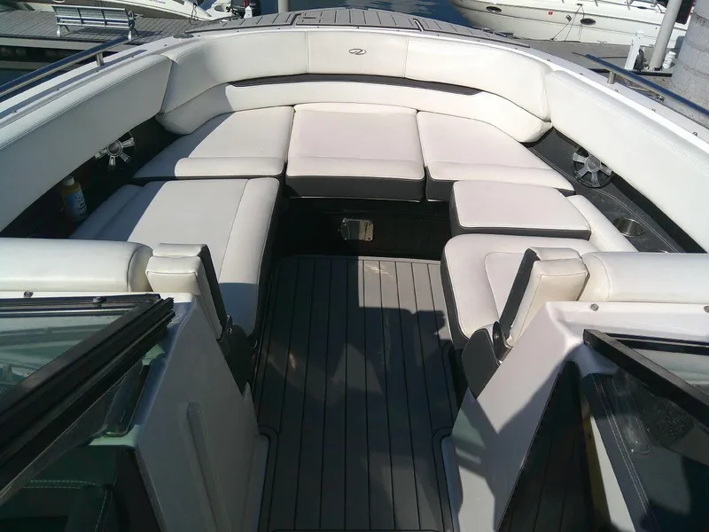 Slide: The Image of 2017 Regal 2800 Bowrider boat with spacious seating and sleek design. - 19