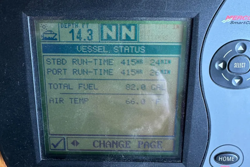 Slide: The Image of Display screen showing vessel status and runtime data for Holiday Mansion 37, 2008 model. - 35