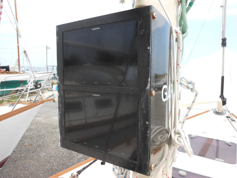 Slide: The Image of Garmin navigation screens on 2009 Alerion Express 33 sailboat mast. - 8