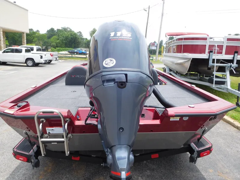 Slide: The Image of 2024 Vexus AVX 1880 V2 boat with 115 horsepower engine, rear view. - 10