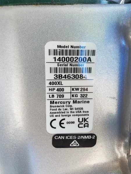 Slide: The Image of 2024 Sportsman Masters 267OE Bay engine label with model and serial numbers. - 14