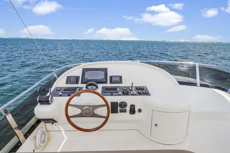 Slide: The Image of Helm of 2006 Uniesse 58 yacht with ocean view and blue sky. - 42