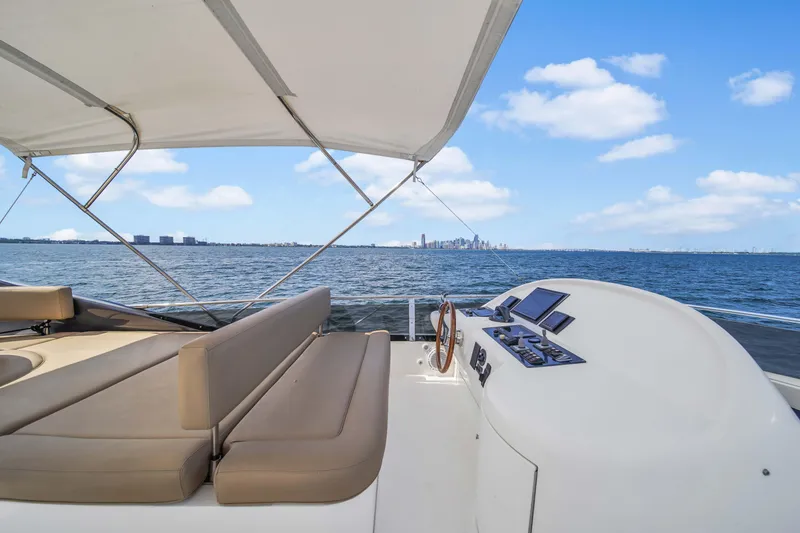 Slide: The Image of Luxury 2006 Uniesse 58 yacht with city skyline view, spacious deck, and modern controls. - 43