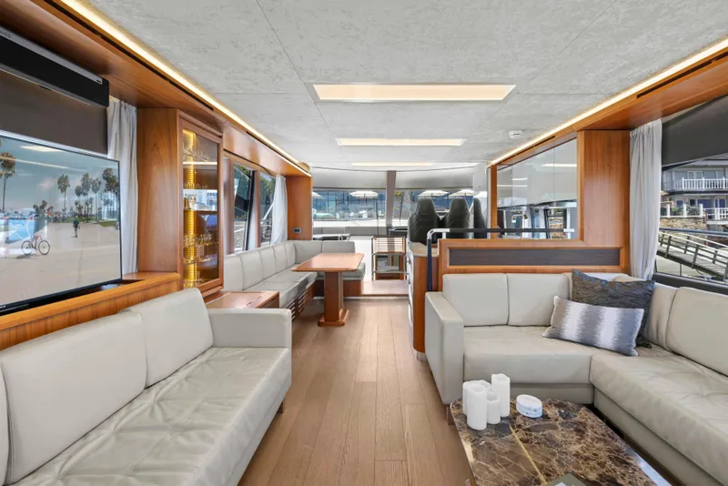 Slide: The Image of Luxurious interior of 2015 Absolute 64 FLY yacht with modern furnishings and elegant design. - 13
