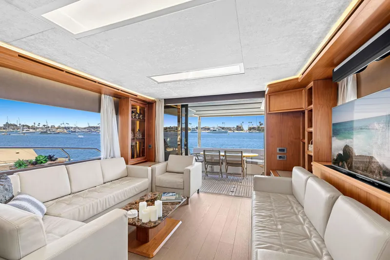 Slide: The Image of Luxurious interior of 2015 Absolute 64 FLY yacht with elegant seating and ocean view. - 15