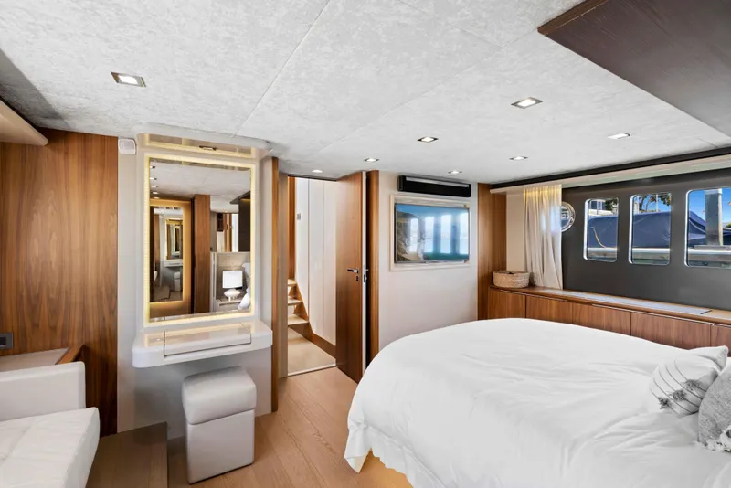 Slide: The Image of Luxurious interior of 2015 Absolute 64 FLY yacht with modern bedroom design. - 9