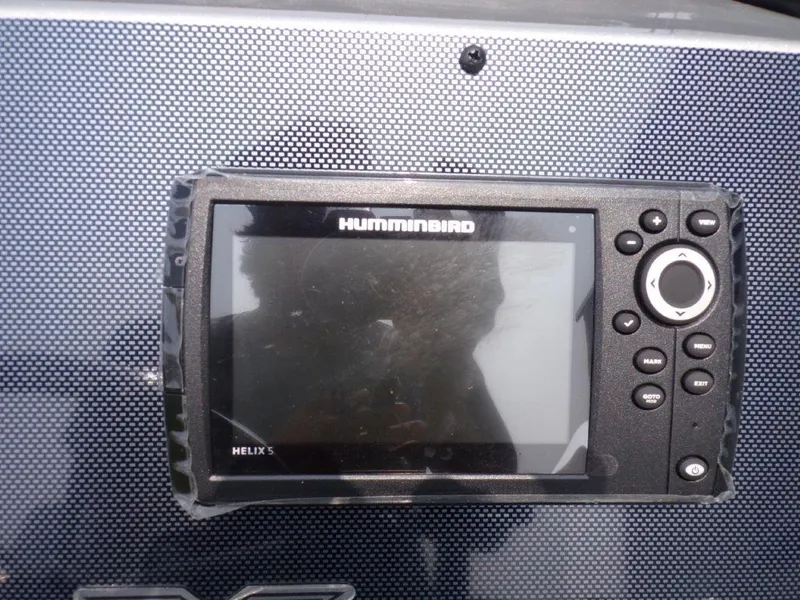 Slide: The Image of Humminbird Helix 5 fish finder on 2024 Xpress H190Bay boat dashboard. - 9
