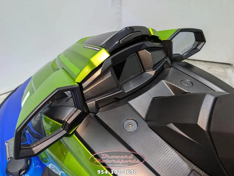 Slide: The Image of 2024 Yamaha Boats VX® Limited HO dashboard with vibrant green and blue accents. - 16