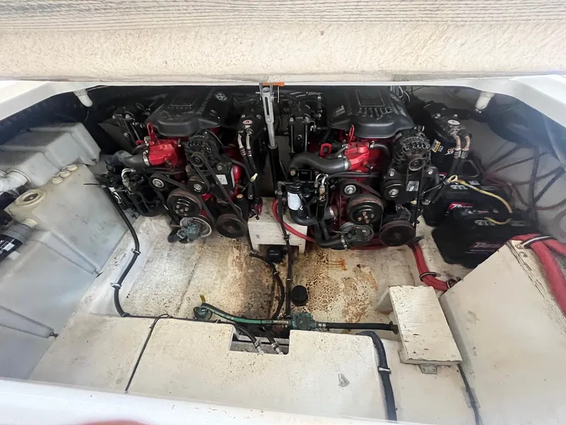 Slide: The Image of 2007 Chaparral Signature 280 engine compartment with dual engines. - 17