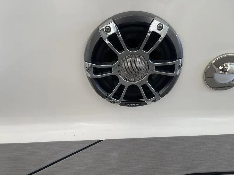 Slide: The Image of Speaker on 2022 Sea Ray SLX 400 boat, featuring Fusion audio system. - 7