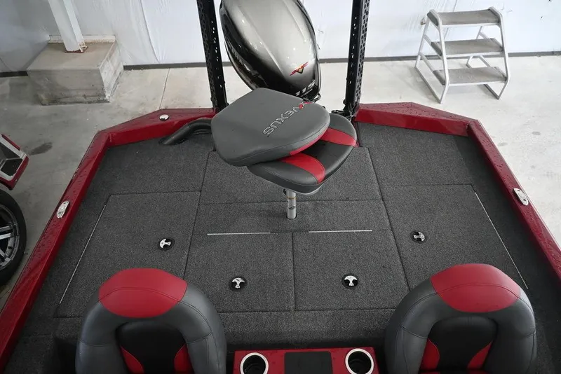 Slide: The Image of 2021 Vexus AVX1880 boat interior with red and black seating. - 9