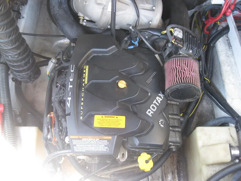 Slide: The Image of 2015 Chaparral 203 Vortex VRX engine compartment with Rotax 4-TEC supercharged motor. - 14