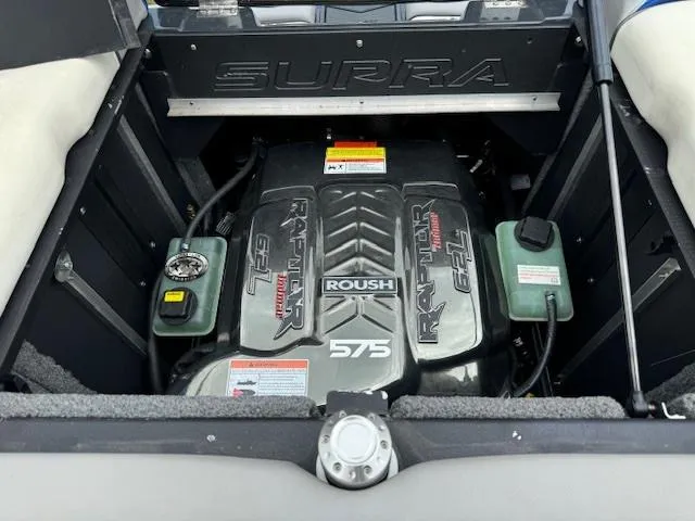 Slide: The Image of 2018 Supra SE engine bay featuring Roush Raptor 575 6.2L engine. - 10