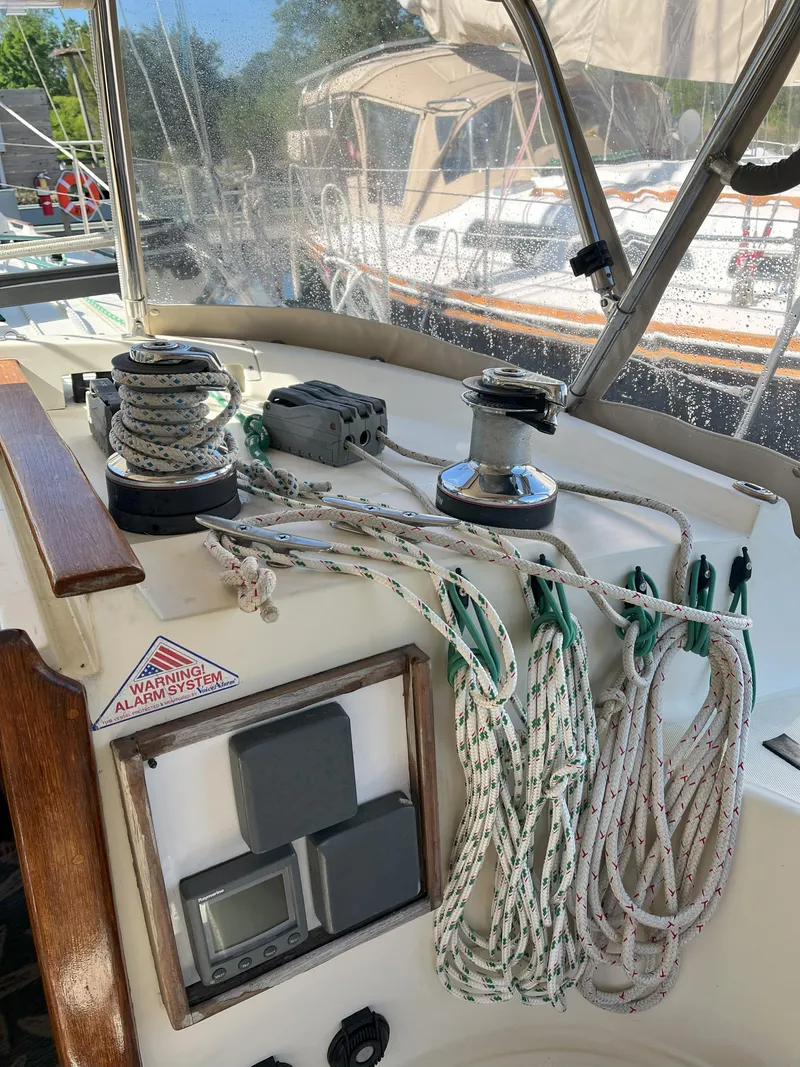 Slide: The Image of Cockpit view of 1998 Pacific Seacraft 40 sailboat. - 40