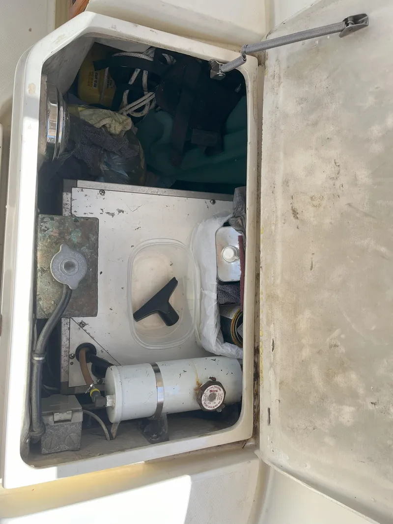 Slide: The Image of Storage compartment in 1998 Pacific Seacraft 40 boat. - 42