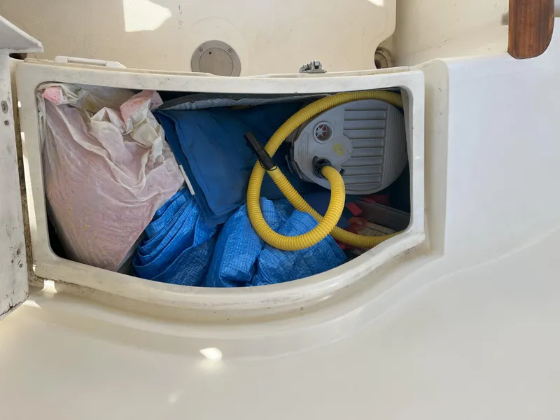 Slide: The Image of Storage compartment on a 1998 Pacific Seacraft 40 sailboat. - 43