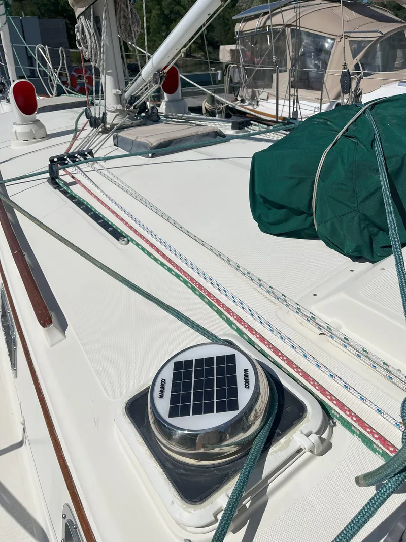 Slide: The Image of Deck of a 1998 Pacific Seacraft 40 with solar panel. - 44