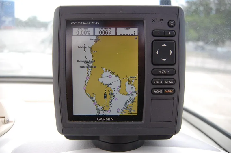 Slide: The Image of Garmin GPS navigation system on a 2004 Hydra-Sports Lightning 202 DC boat. - 7
