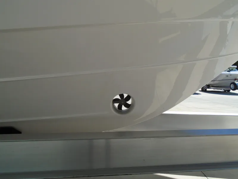Slide: The Image of Close-up of 2024 Regal 36XO boat hull with thruster. - 43