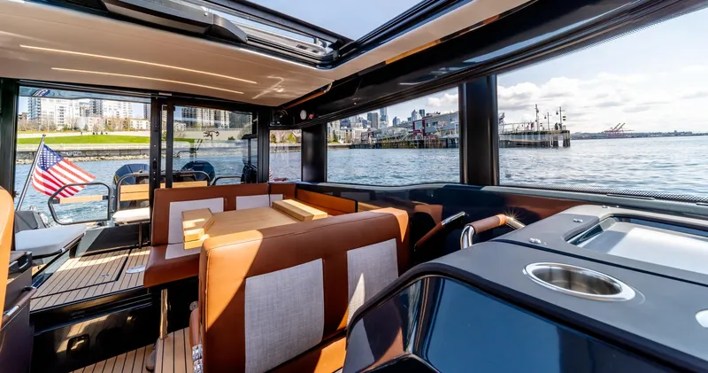 Slide: The Image of Interior of 2025 Arksen 30 yacht with city skyline view. - 44