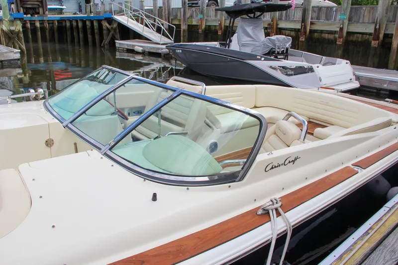 Slide: The Image of Close-up of 2013 Chris-Craft Launch 28 dashboard gauges and instruments. - 42