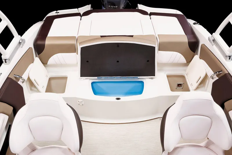 Slide: The Image of Interior of 2026 Chaparral 21 SSi OB with white seating. - 10