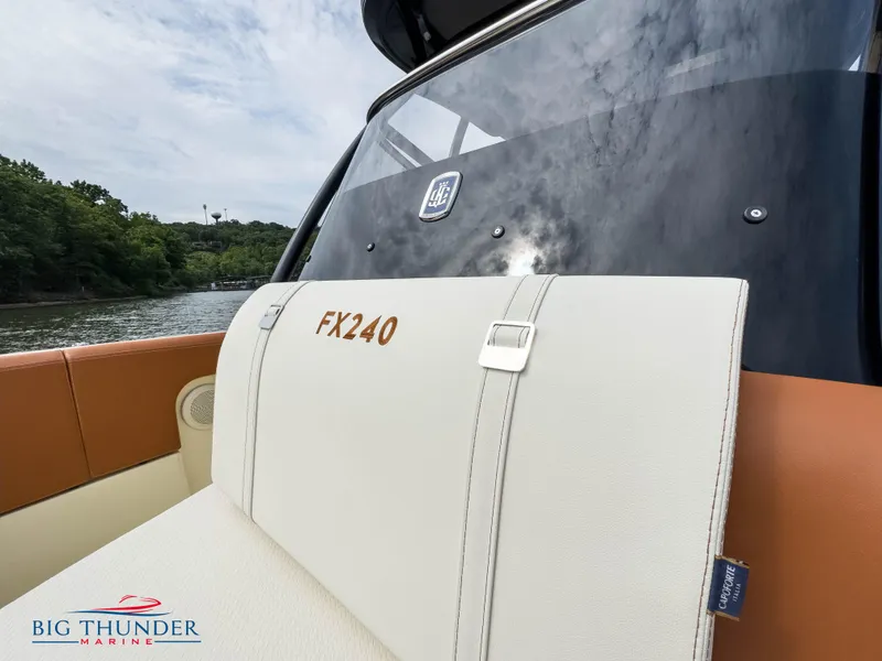 Slide: The Image of Capoforte FX240 2024 boat interior with Big Thunder Marine logo. - 27
