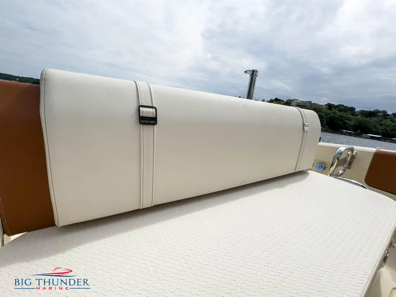 Slide: The Image of 2024 Capoforte FX240 boat seat with Big Thunder Marine logo. - 9