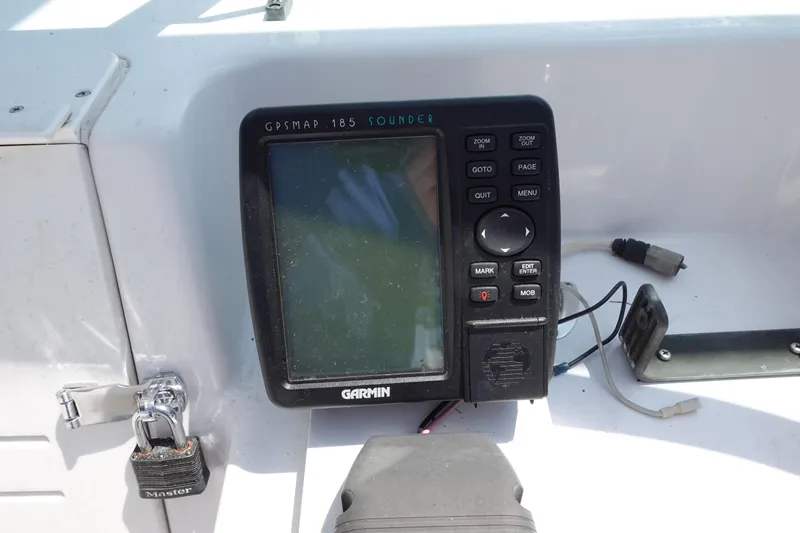 Slide: The Image of Garmin GPSMAP 185 Sounder on 1999 Pro-Line 221 Walk boat dashboard. - 8
