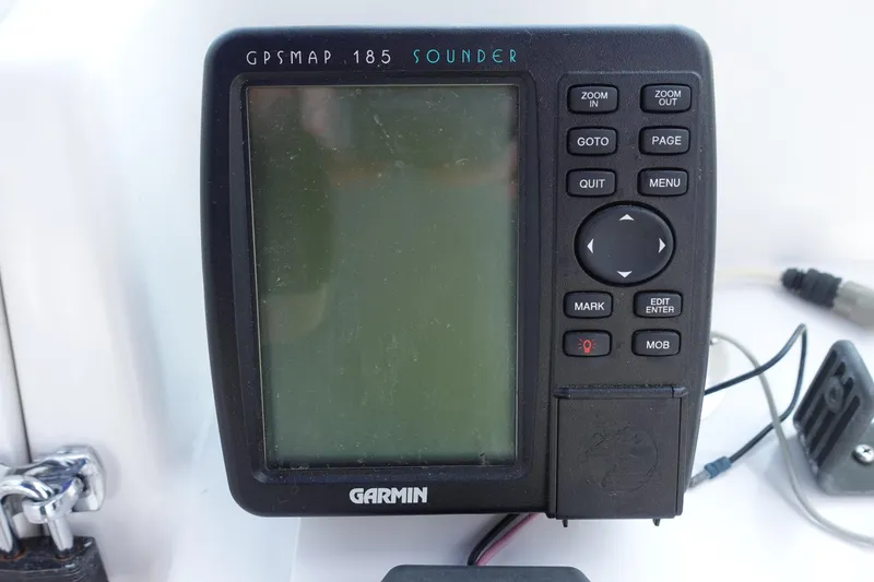 Slide: The Image of Garmin GPSMAP 185 Sounder on 1999 Pro-Line 221 Walk boat dashboard. - 9