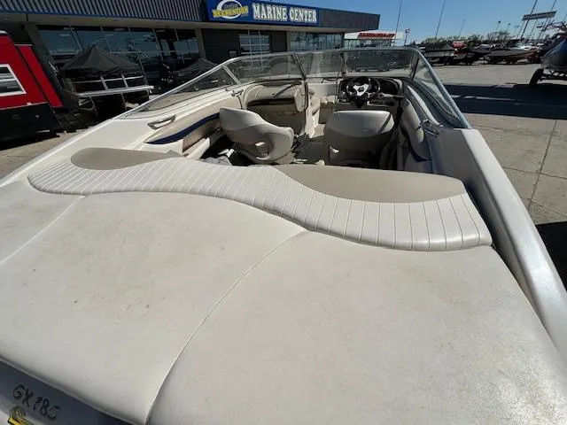 Slide: The Image of 2004 Glastron GX 185 boat interior at a marine center. - 6