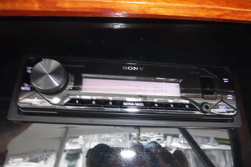 Slide: The Image of Sony stereo system on 1989 Ocean Yachts 44 Super Sport Custom boat. - 39