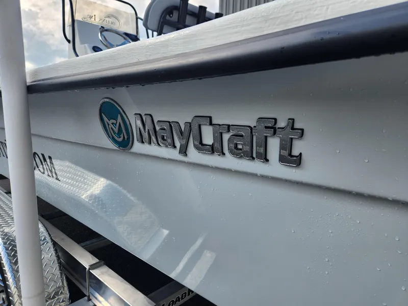 Slide: The Image of 2025 May-Craft 22 Hancock Edition boat side view with logo. - 13