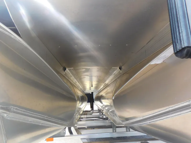 Slide: The Image of 2024 Avalon LSZ Quad Lounger pontoon boat undercarriage view. - 4