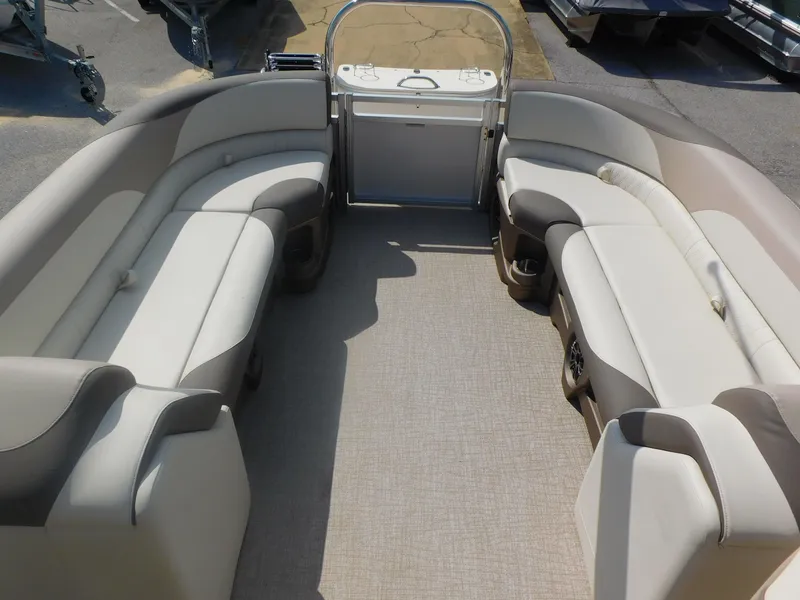 Slide: The Image of 2024 Avalon LSZ Quad Lounger pontoon boat interior with spacious seating. - 9