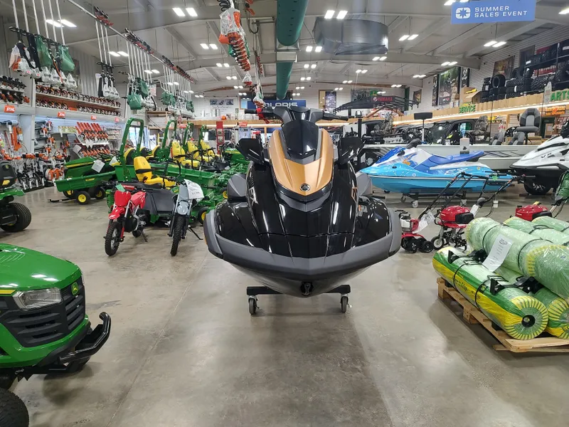Slide: The Image of 2024 Yamaha WaveRunner FX Limited SVHO displayed in a showroom with various equipment. - 5