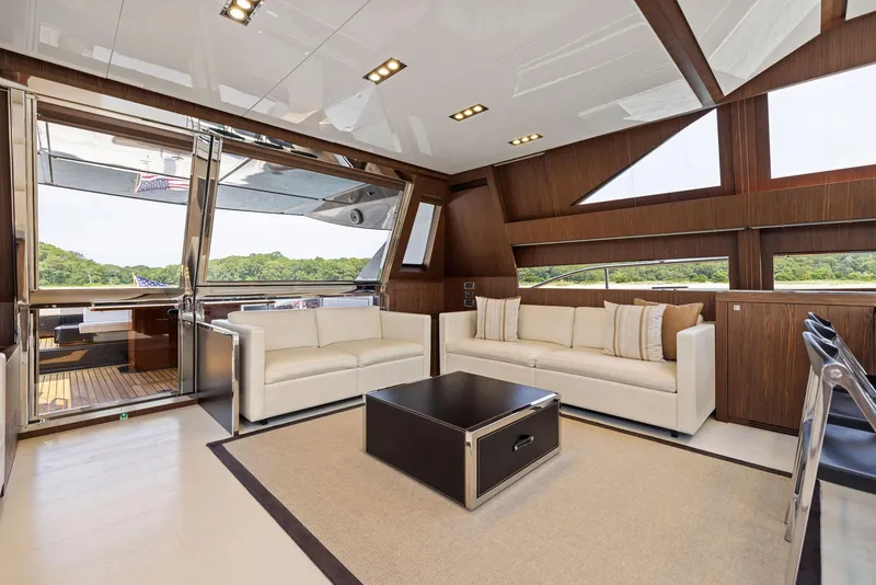 Slide: The Image of Luxurious interior of 2016 Riva 88' Domino Super yacht with modern furnishings. - 32